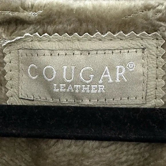 VTG COUGAR Mens‎ Coat XL Beige 100% Leather Belted Trench Zip Out Lining Classic